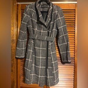 GUESS Monochrome Checkered Trench Coat